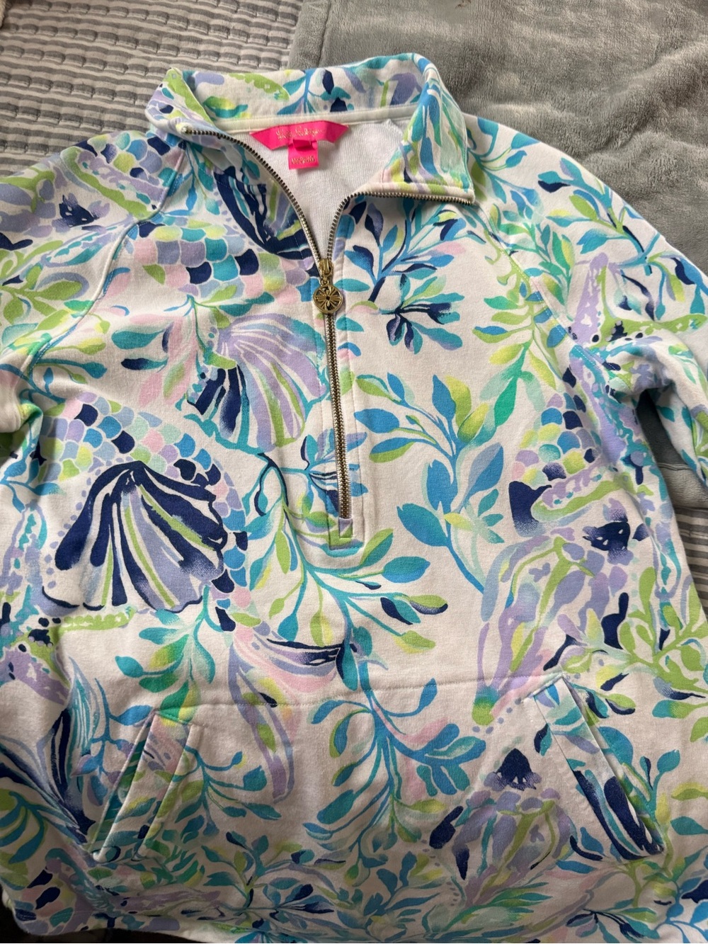 Lilly Pulitzer Pastel Floral Half-Zip Pullover Jacket
